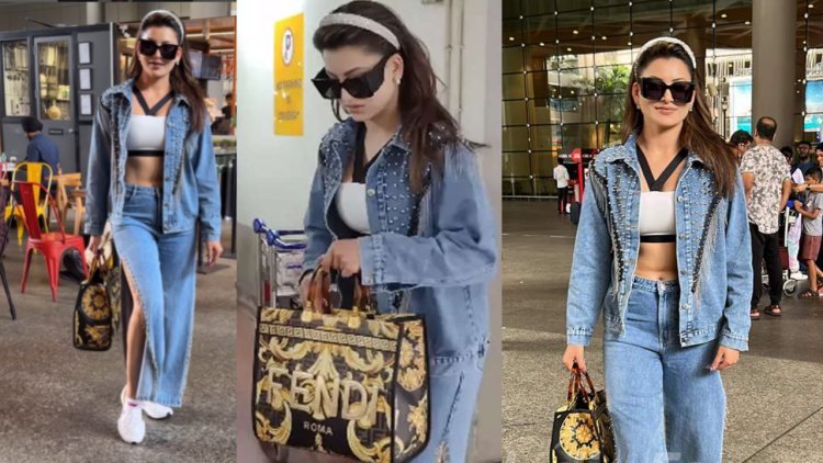 Urvashi Rautela Gets Spotted In A Uber Cool Look With Her Fendi X Versace Fendance Tote Bag Worth Rs 5.5 Lakhs At The Mumbai Airport